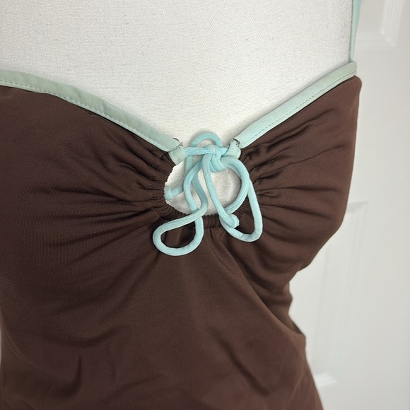 Anne Cole Brown and Mint One-Piece Swimsuit. Size 14 - Picture 2 of 10